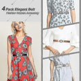 thumbnail image 3 of 4 Pack Ladies Elastic Elastic Waistband ,women Skinny Belt For Dresses Retro Stretch Ladies Waist Belt, 3 of 5