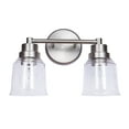 thumbnail image 5 of Aspen Creative 62288, 2 Light Wall / Vanity Light Fixture, 12-3/4" W x 8-5/8" H x 6" E, Brushed Nickel Finish, Clear Seeded Glass, Bulb Not Included, 5 of 6