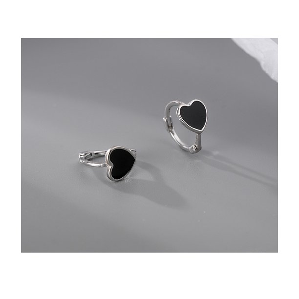 Pendientes de aro de Plata de Ley 925 para mujer, aretes cuadrados de esmalte negro, accesorios de joyería fina Punk, envío directo