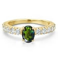 thumbnail image 3 of Gem Stone King 14K Yellow Gold Tourmaline Green Mystic Topaz and Lab Grown Diamond Engagement Ring for Women | 1.45 Cttw | Oval 7X5MM | Gemstone November Birthstone | Size 8, 3 of 6