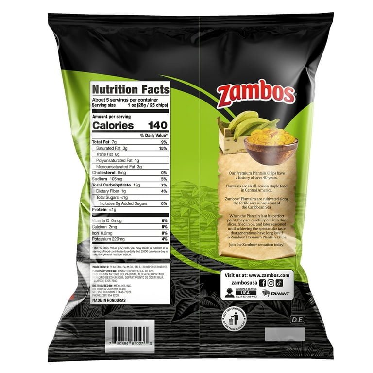 2 pack) Zambos Premium Originals Ridged Plantain Chips with Salt