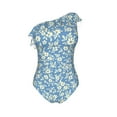 thumbnail image 4 of Yiaed Floral Retro Style Print Women One Piece Swimsuits Tummy Control One Shoulder Bathing Suits Pattern Ruffle Swimwear-Medium, 4 of 8