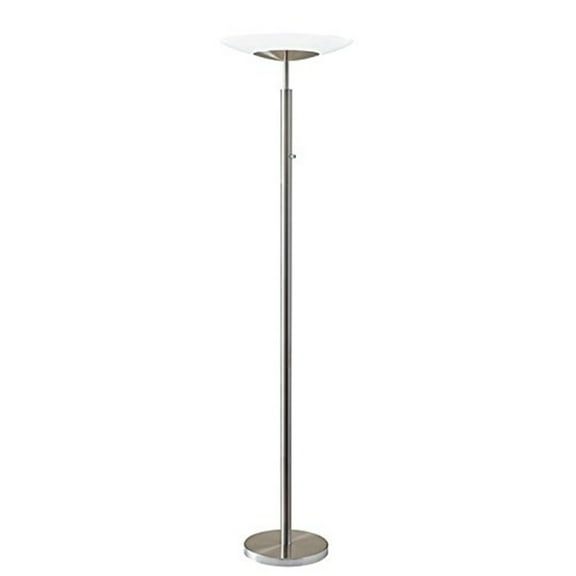Adesso® Stella LED Torchiere, 72"H, Frosted Shade/Brushed Steel Base