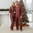 thumbnail image 4 of Family Christmas Pajamas Matching Sets Plaid Tops and Elastic Waist Pants Loungewear, 4 of 7