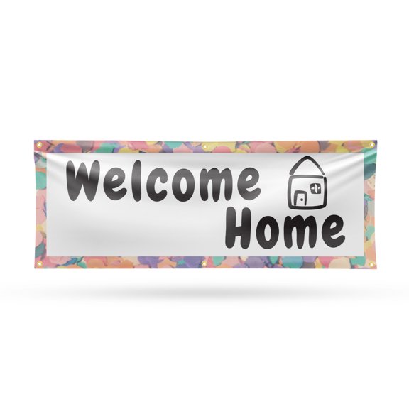 Welcome Home Banner Sign 24 Inch x 72 Inch | 13 oz Vinyl with Metal Grommets | Heavy-Duty Single-Sided Outdoor Durable Printed High-Quality Weatherproof | Made in the USA