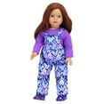 thumbnail image 3 of Sophia's Ikat Print Snow Bib Overalls, Long Sleeve Tee, Fleece Hat and Boots Set for 18" Dolls, Purple, 3 of 4