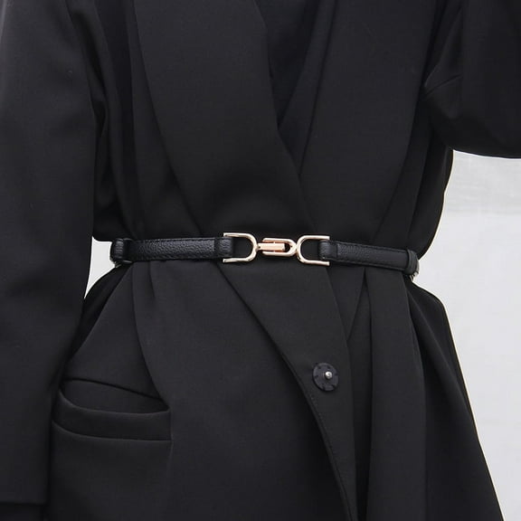 Women Skinny Leather Belts Ladies Thin Waist Belts with Alloy Buckle for Dresses