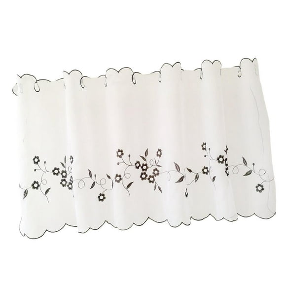 Embroidered Lace Half Valance Eyelet Tier Curtains Kitchen Window Treatment - 3 Colors 6 Sizes Available Gray 30x120cm