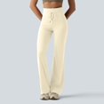 thumbnail image 4 of UOCUFY Women's Yoga Pants with Pockets Flare Leggings High Waist Yoga Dress Pants Tall Bootcut Casual Work (White,L), 4 of 8