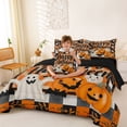 thumbnail image 4 of Homewish Happy Halloween Themed 7-Piece Twin Bedding,Plaid Pumpkin Ghost Pattern Bedding Comforter Set,Black Reversible, 4 of 8