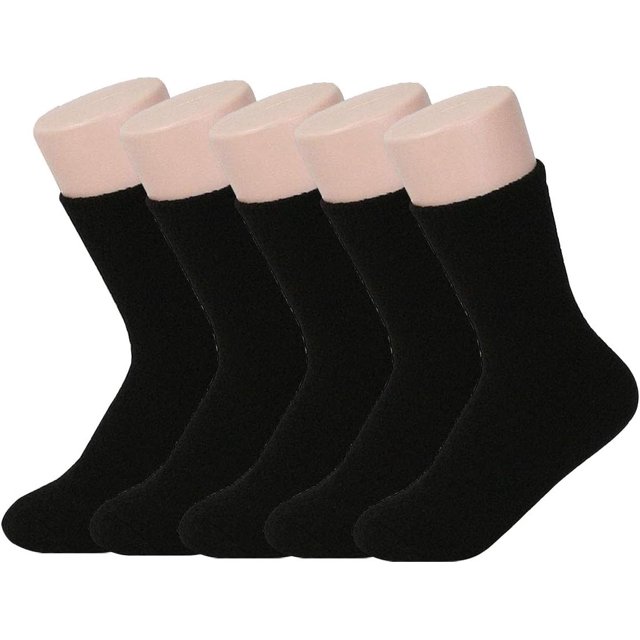 LinYooLi 5 Pairs Womens Fuzzy Socks Soft Winter Warm Solid Socks for Ladies