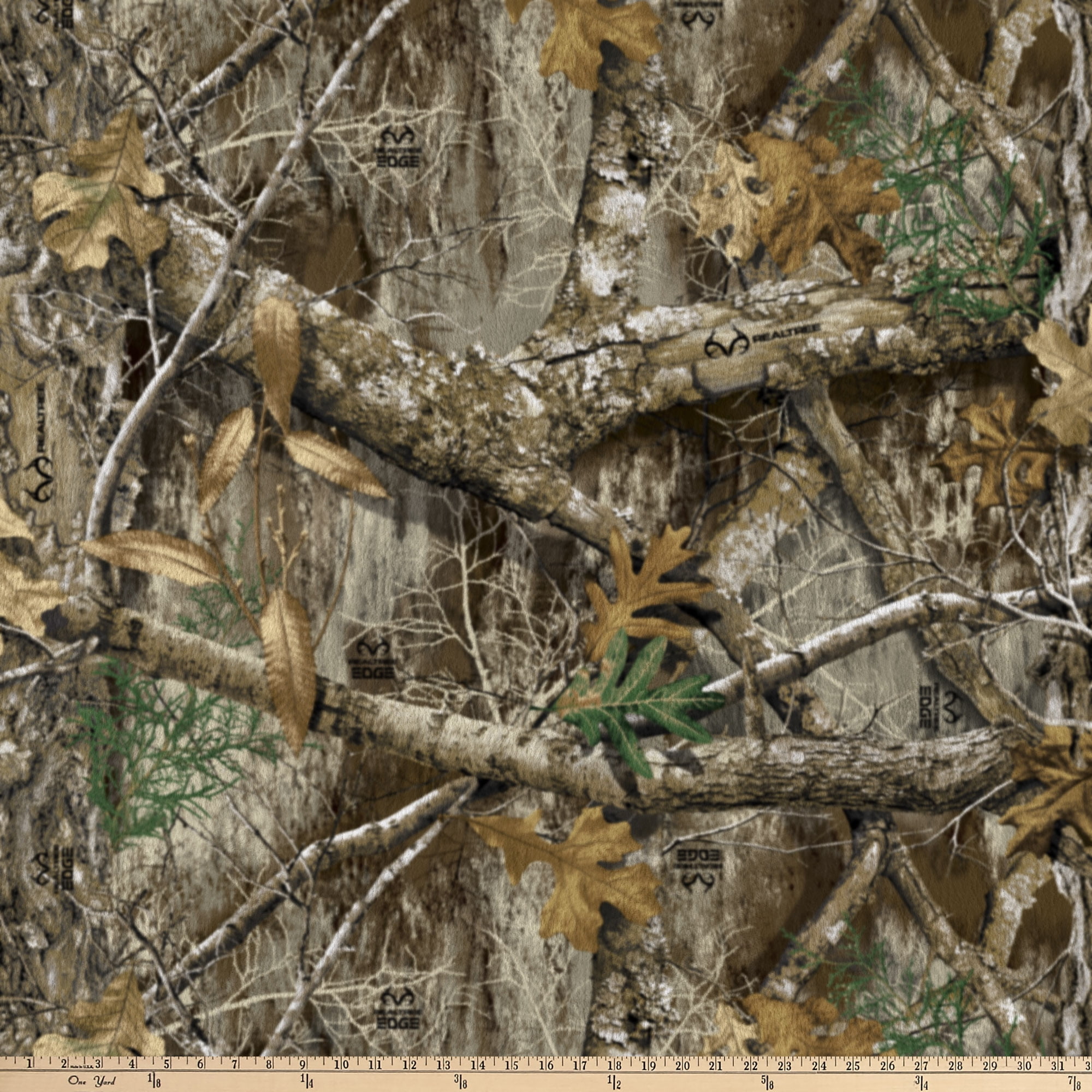 Real Tree 58" 100% Polyester Lux Anti-Pill Fleece Edge 2 Camo Sewing & Craft Fabric by The Yard, Multi