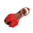 thumbnail image 3 of Crunowin Women's Casual Sandals, Bow Solid Color Round Toe Open Toe Indoor Outdoor Big Size Comfortable Shoes Watermelon Red 9, 3 of 10
