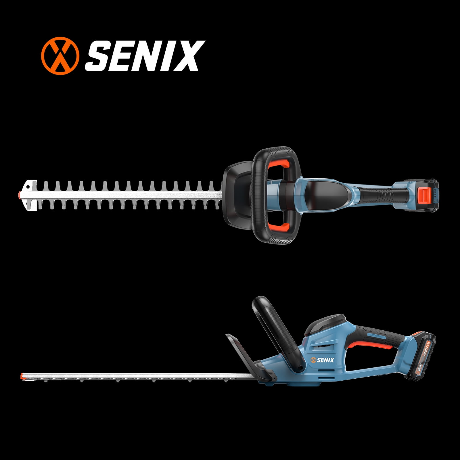 SENIX 20V Max* 21-inch Cordless Hedge Trimmer with 2.0Ah Battery & Charger Included, Dual-Action and Double-Sided 3/4" Cutting Capacity, HTX2-M