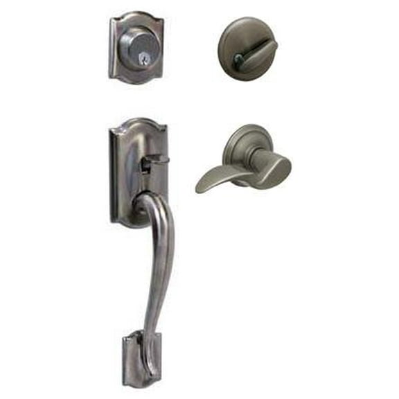 Schlage F62-Cam-Fla-Lh Camelot Left Hand Double Cylinder Handleset - Grey