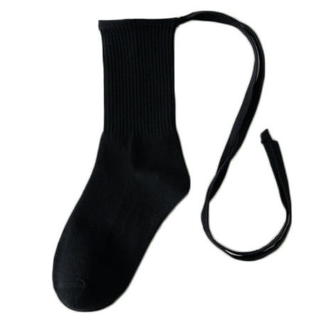 

FAIOIN Women Ribbed Crew Socks with for Cross Bow Lace Up Tie Harajuku Lolita Tube Hosi