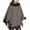 Khaki, variant on Women's Faux Fur Trimmed Poncho Scarf, Mid-Length Sleeveless Pom Pom Coat, Wool-Blend Warm Outerwear for Winter, Daily & Party Casual Wear Dark Gray Free Size