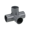 thumbnail image 1 of Conector de tubería en forma de codo de 4 vías Uxcell, grado de muebles, tamaño de tee de 3/4 pulgadas, accesorios en gris, paquete de 5, 1 of 3