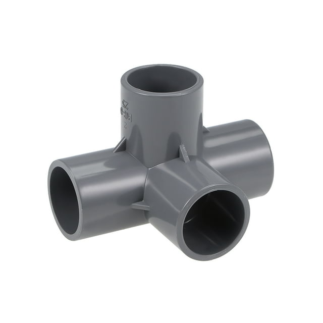 Conector de tubería en forma de codo de 4 vías Uxcell, grado de muebles, tamaño de tee de 3/4 pulgadas, accesorios en gris, paquete de 5