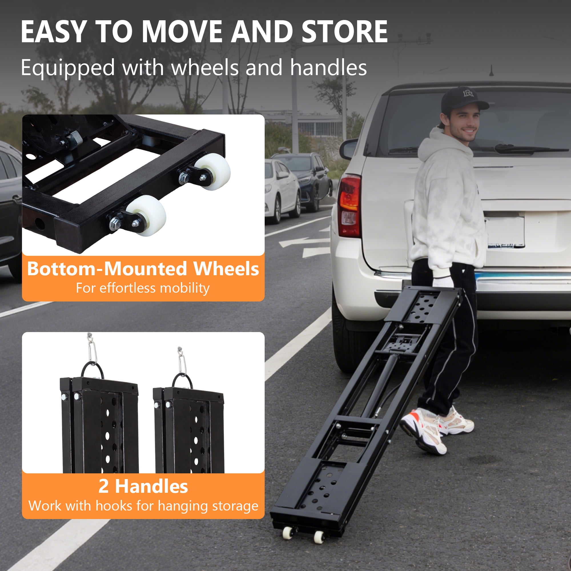 LZBEITEM Portable Car Lift 7000 LBS  26.8" Max. Height, 2-Pack Heavy-Duty Carbon Steel Truck Lift with 120V Power Unit, Automatic Car Lift Jack for Home Garage