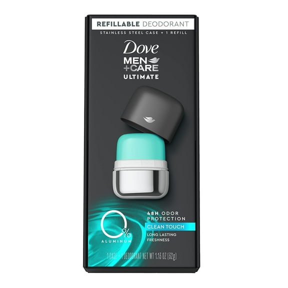 Dove Men+Care Ultimate 0% Aluminum Men's Deodorant Stick Refill All Skin Clean Touch, 1.13 oz