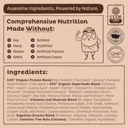 KOS Organic Plant Based Protein Powder, Chocolate, 20g Protein, 10 Servings, 13.75oz, 0.85lb