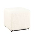 thumbnail image 2 of Cube Ottoman White Faux Fur: Upholstered Square Pouf, No Assembly, Spot Clean, 2 of 8