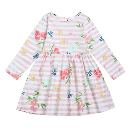

Rovga Dresses For Girls Toddler Kids Girls Floral Fruit Flowers Long Sleeves Beach Dress Princess Clothes Beautiful Clothing