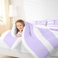 thumbnail image 3 of Erosebridal Glitter Print Bow Letter P Full Size Comforter Sets for Girls, Purple Stripes Ribbon Bedding Sets, Reversible, 3-Piece, 3 of 6