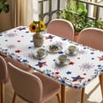 thumbnail image 3 of Independence Day Table Cloths for 5 Foot Rectangle Tables, 4th of July Blue Red Star Fireworks Patio Waterproof Elastic Fitted Tablecloths, Washable Rectangular Table Cover for Camping, 3 of 8