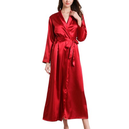 

Homgro Women s Long Sleeve Pajamas Bath Robe Long Summer Lightweight Soft Cool Comfy Winter Sleeping Bathrobe Red Large