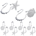 thumbnail image 4 of 12 ganchos marrones para cortina de ducha y baño con diseño de caballito de mar y conchas (estilo mixto), 4 of 7