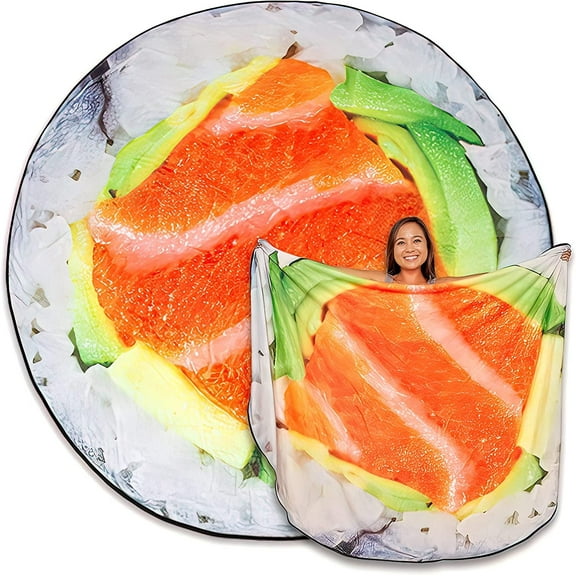 Sushi Blanket - Giant 6 Foot Food Blanket - Realistic & Large Size Gag Gift, Soft, Warm & Plush Flannel Cute Blanket, Funny Blankets for Adults, Teens & Kids, Novelty Gifts & Sushi Gifts