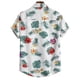 thumbnail image 3 of Camisas Hombre Manga Larga Camisa de verano hawaiana de playa de con botón de puño corto de color con estampado de solapa suelta para hombre informal (White, S), 3 of 7