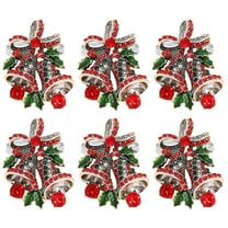 WRITWAA Bell Shaped Napkin Rings Red Alloy Christmas Table Decor 6Pcs