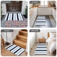 thumbnail image 6 of Navy Blue Aqua Striped Door Mat Indoor Outdoor, Farmhouse Stripe Art Non Slip Welcome Mat with Rubber Backing, Absorbent Fabric Front Door Mats Entryway Rug for Home Patio Entrance 18"x30", 6 of 9