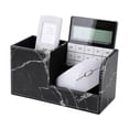 thumbnail image 3 of KINGFOM Multifunctional PU Leather Desk Organizer Pen Holder Brush Pot Pen Container Home School Office Stationery Storage Box Office Suppllies Business Cards Remote Control Pencil Holder Black Marble, 3 of 9
