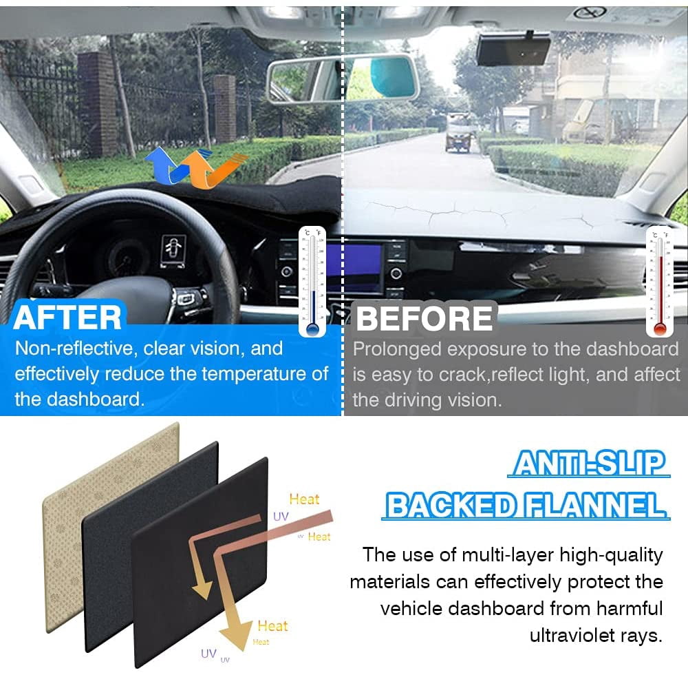 Canvcle Dash Cover for Ford F150 2004 2005 2006 2007 2008 Dashboard Cover Mat Suede Non-Slip Pad Carpet Sunshield Protector