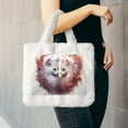 thumbnail image 6 of Cauagu White Red Cat Couple Pattern Women's Plush Tote Bag,Soft Underarm Bag Ladies Fluffy Shoulder Bag Plush Handbag Women Furry Tote Bag for Autumn and Winter, 6 of 7