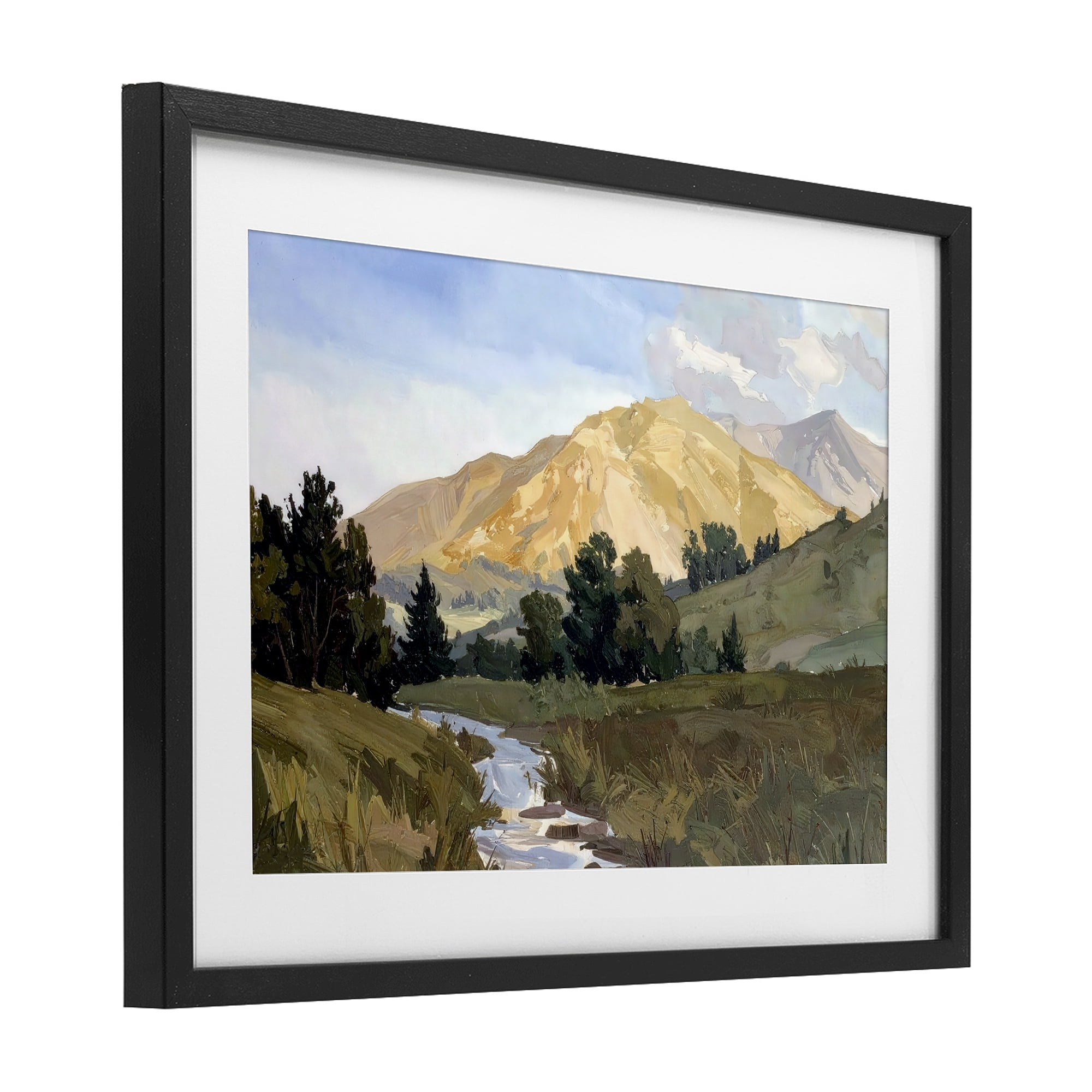 Stupell Industries Mountain Divide Valley Black Framed Print Under Glass, design by Alonza Saunders