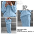 thumbnail image 3 of Cable de punto de manga larga suéter con hombros caídos conjunto de falda larga mujeres Otoño Invierno Color puro traje de 2 piezas azul S, 3 of 4
