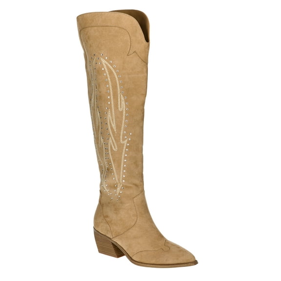 No Boundaries Women's Over the Knee Bling Western Boots