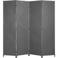 thumbnail image 3 of XF XINFENG 4-Panel Foldable Wooden Woven Room Divider, Home/Office, 6 ft, Gray, 3 of 11