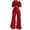 Wine, variant on qolati Womens Two Piece Outfits Casual Long Sleeve Crop Pullover Tops Wide Legs Flare Pants Lounge Suit Y2k Fall Clothes Matching Sets