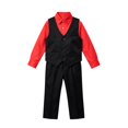 thumbnail image 2 of Ruyang Teen Boys Formal Suit V-Neck Vest Long Sleeve Shirt Dress Pants Sets Kids Slim Fit Suit for Wedding Graduation Dress Up, 2 of 4