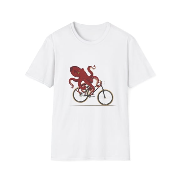 Cycling Octopus Bicycle Enthusiast Invertebrate Steampunk Bike Graphic Unisex Softstyle T-Shirt