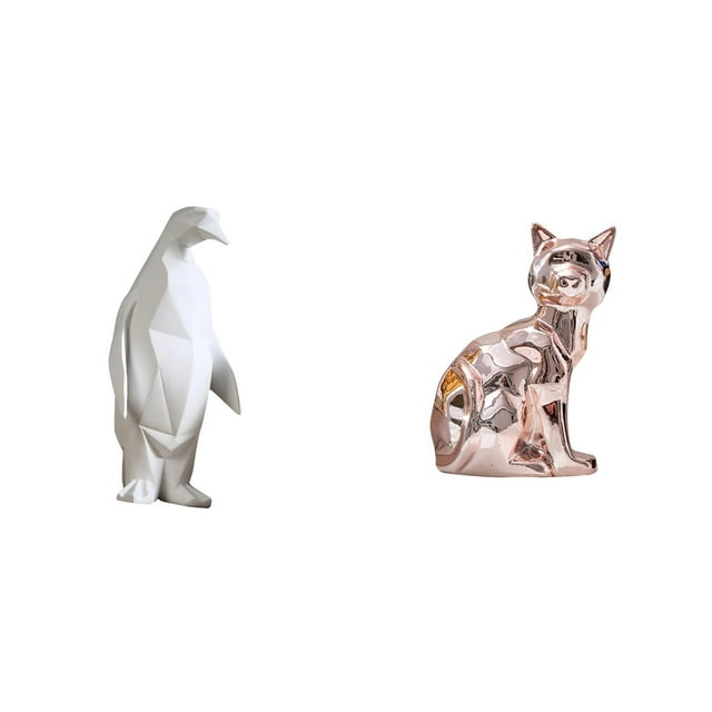 Escultura De Pingüino Y Gato, Figura Coleccionable, Adorno Decorativo De Resina, Estatua De Animal, Arte Para Inauguración De La Casa, Mesa, Bar, Dormitorio, Oficina, Chimenea.