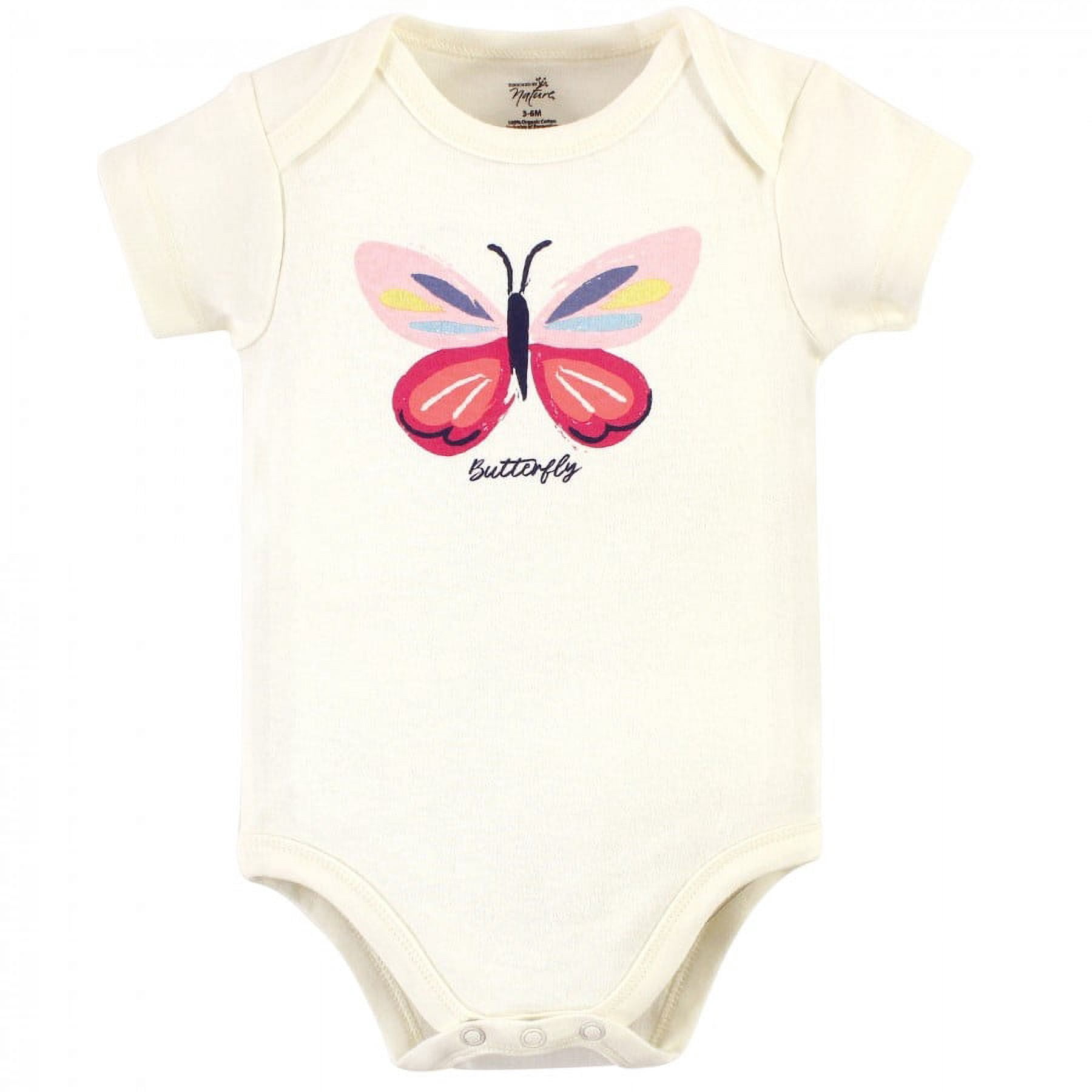 Touched by Nature Baby and Toddler Girl Organic Cotton Hoodie, Bodysuit or Tee Top, and Pant, Bright Butterflies, 9-12 Months