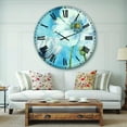 thumbnail image 2 of Designart 'Handpainted White Flower on Blue I' Farmhouse wall clock, 2 of 6