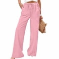 thumbnail image 6 of YuXingFu Womens Solid Tie Wide Leg Long Pants Pink XL, 6 of 7
